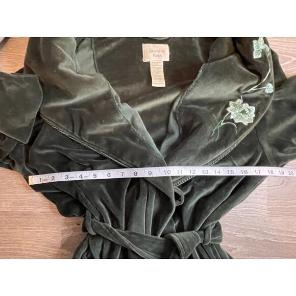 Jasmine Rose Forest Green Embroidered Full Length Belted Robe Sz S - Picture 6 of 9